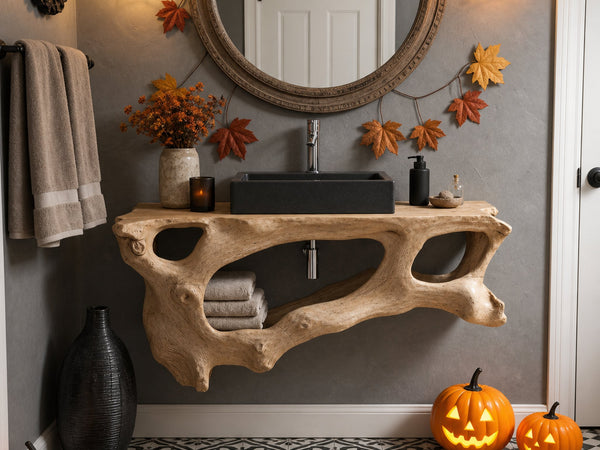 Mid Century Solid Wood Vanity For Bathroom Halloween Furniture