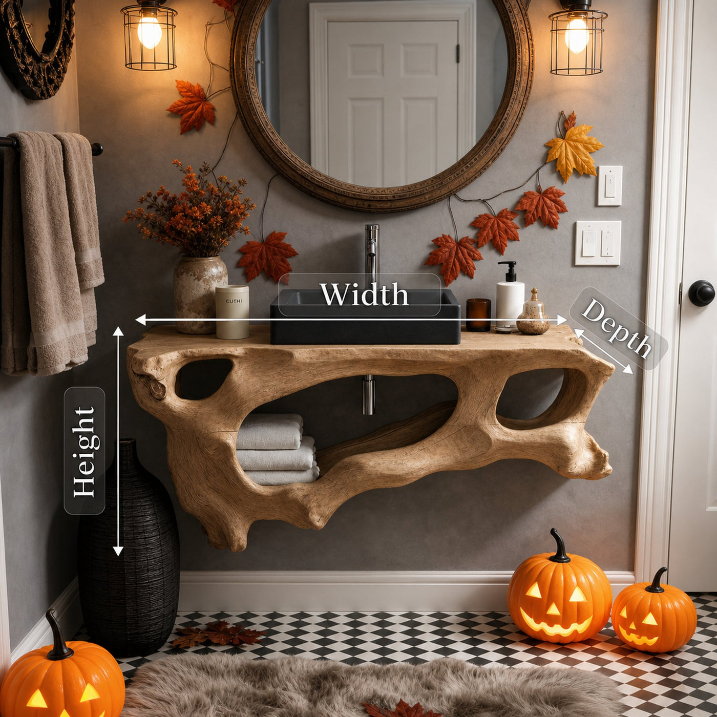Mid Century Solid Wood Vanity For Bathroom Halloween Furniture - product view 6