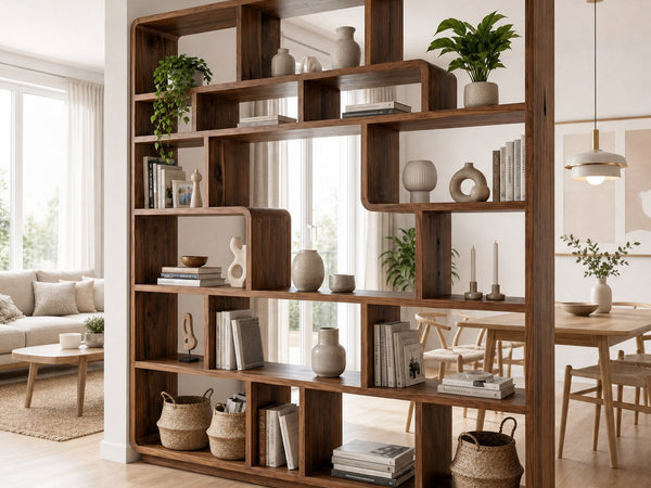 Mid Century Statement Room Divider Bookshelf For Living Room And Office
