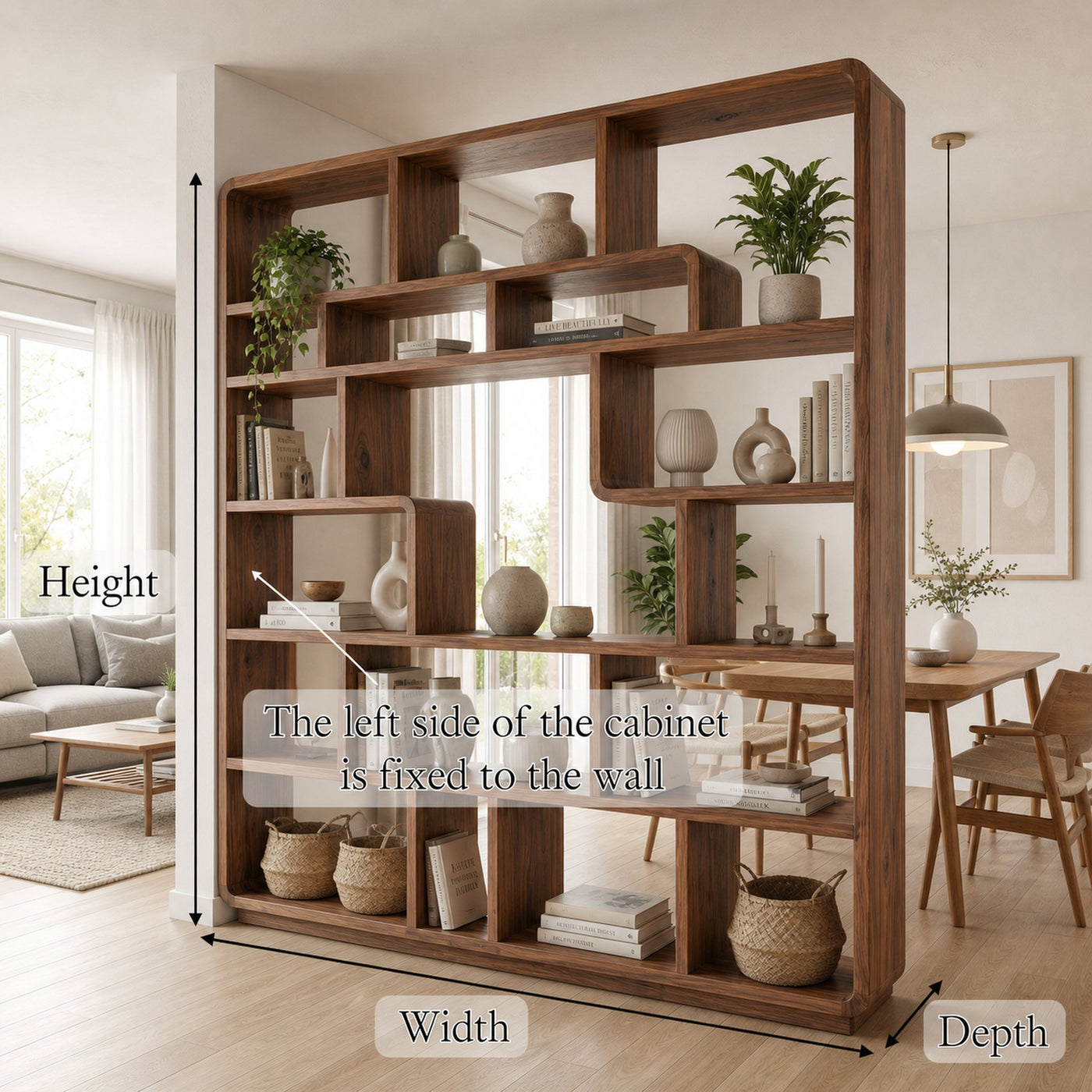 Mid Century Statement Room Divider Bookshelf For Living Room And Office - product view 8