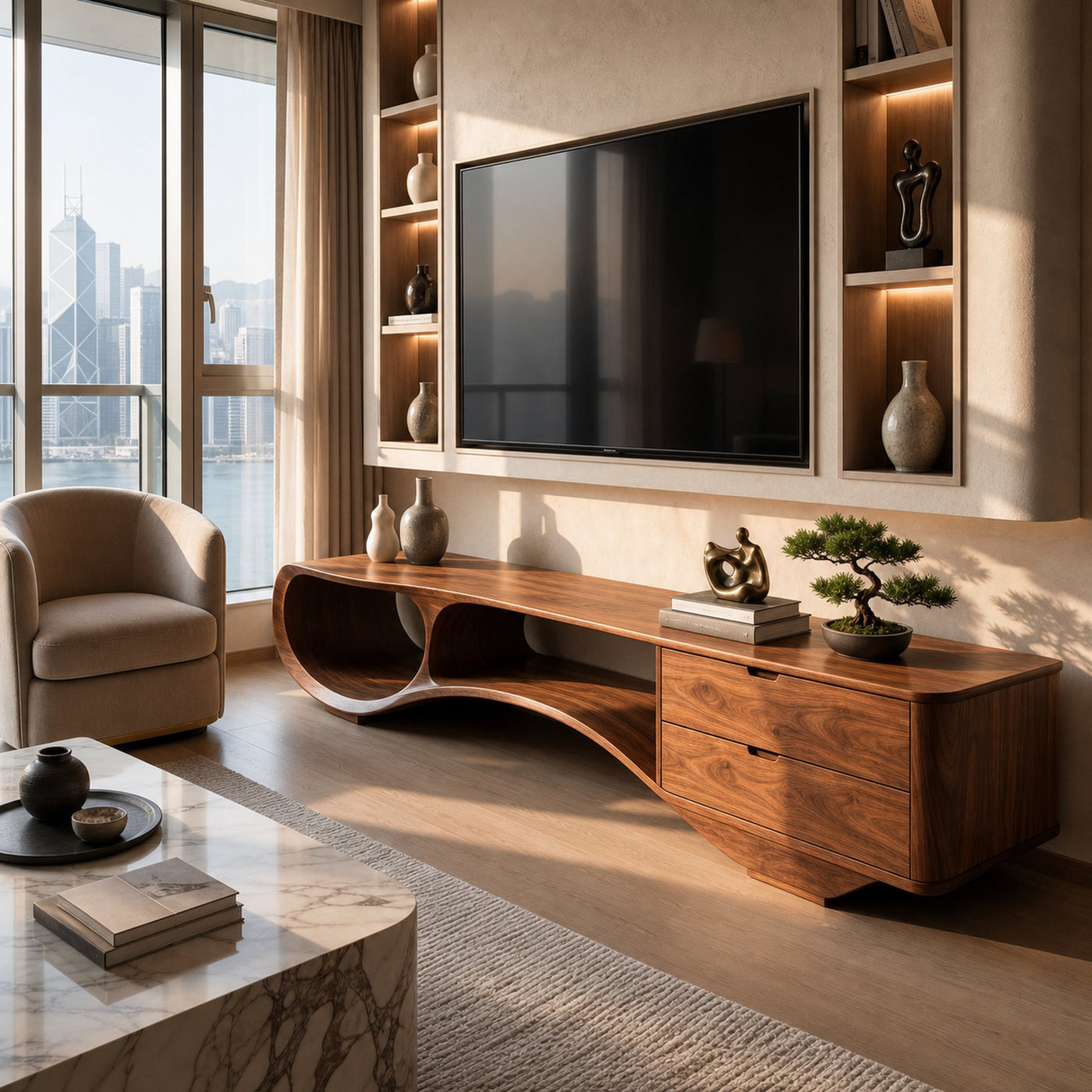 Mid Century Streamline TV Cabinet For Lounge Interior - product view 6