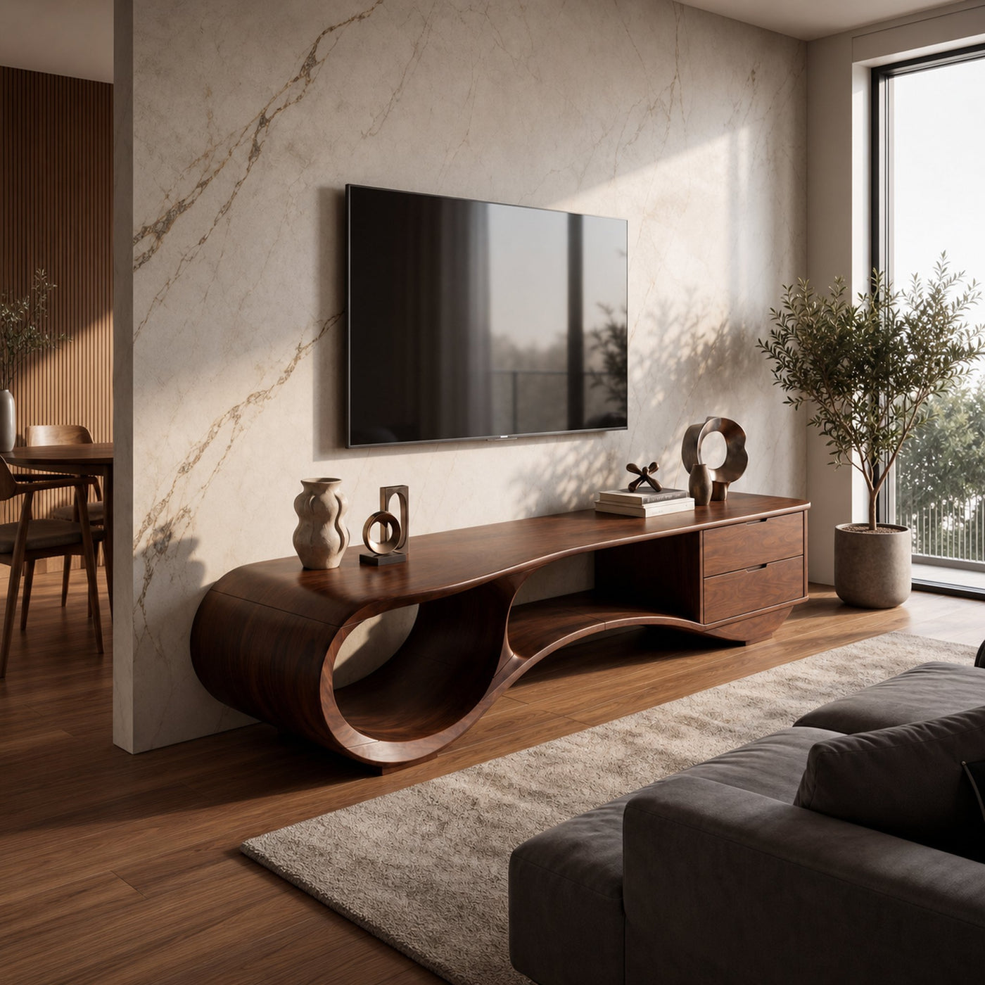 Mid Century Streamline TV Cabinet For Lounge Interior - product view 7