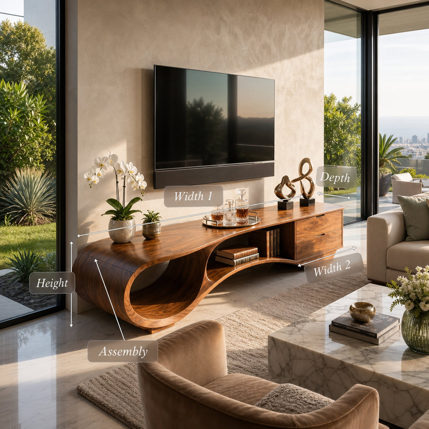 Mid Century Streamline TV Cabinet For Lounge Interior - product view 8