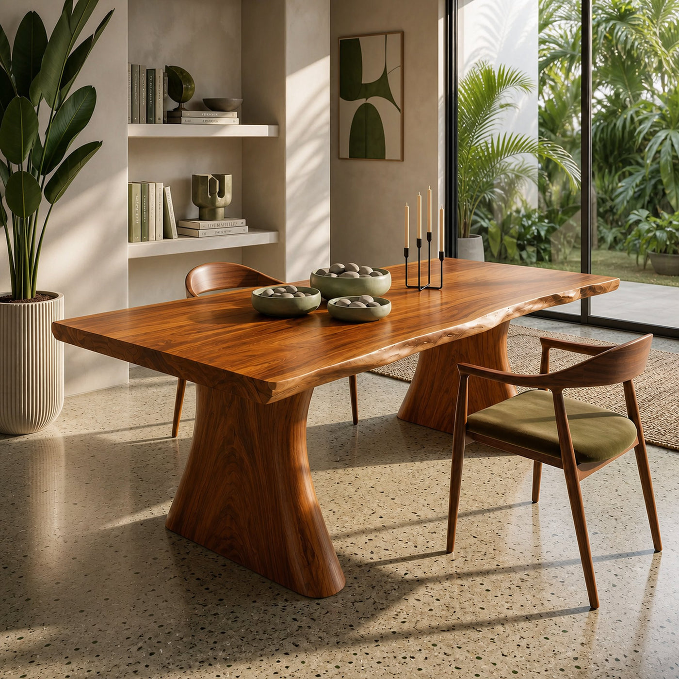 Mid Century Thick Top Dining Table For Contemporary Dining