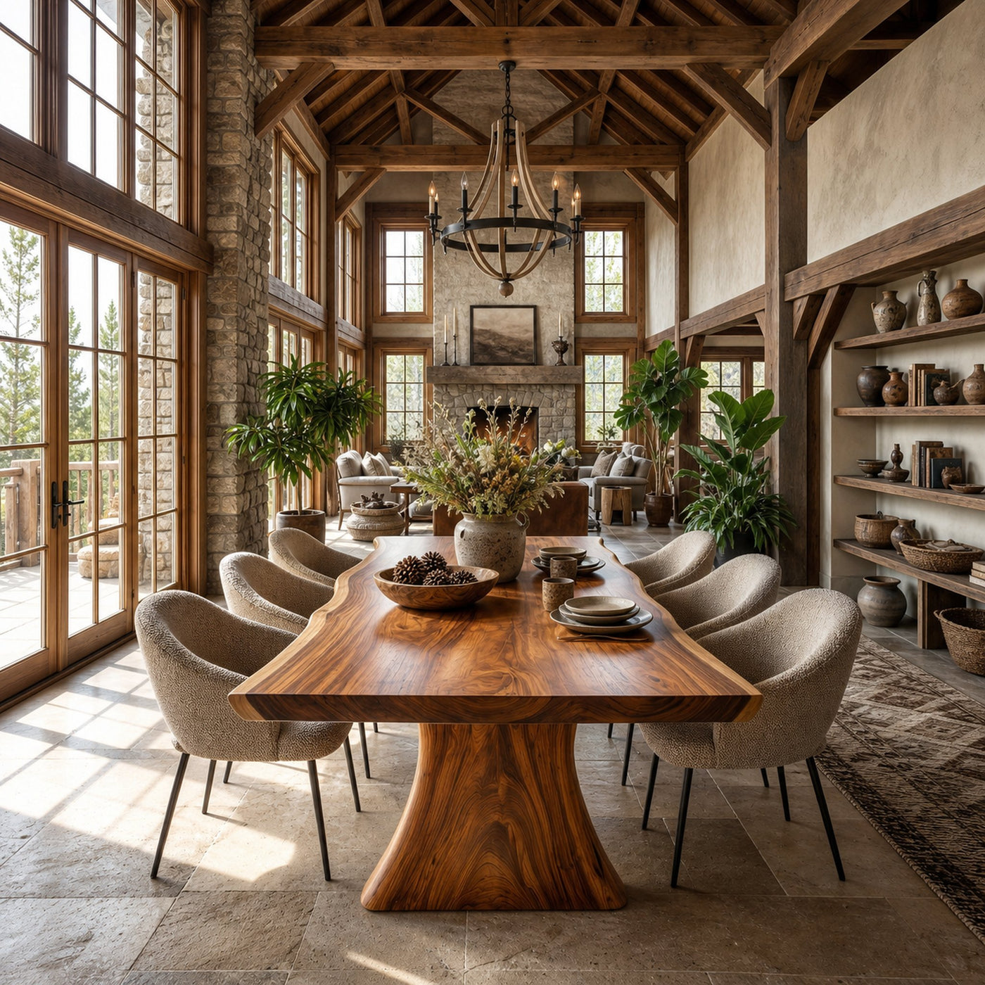 Mid Century Thick Top Dining Table For Contemporary Dining - product view 2