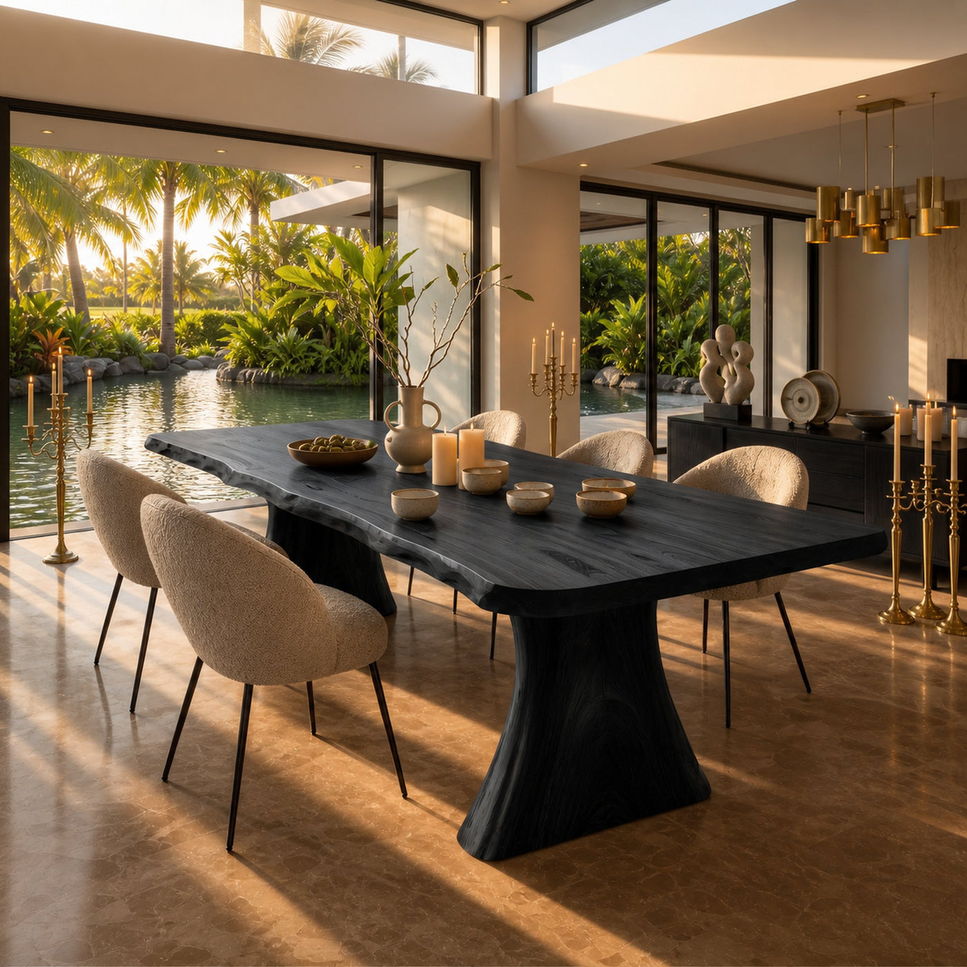Mid Century Thick Top Dining Table For Contemporary Dining - product view 4