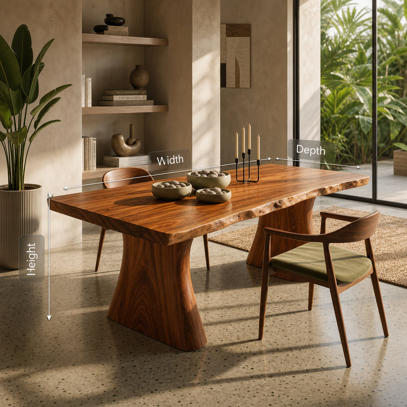 Mid Century Thick Top Dining Table For Contemporary Dining - product view 8