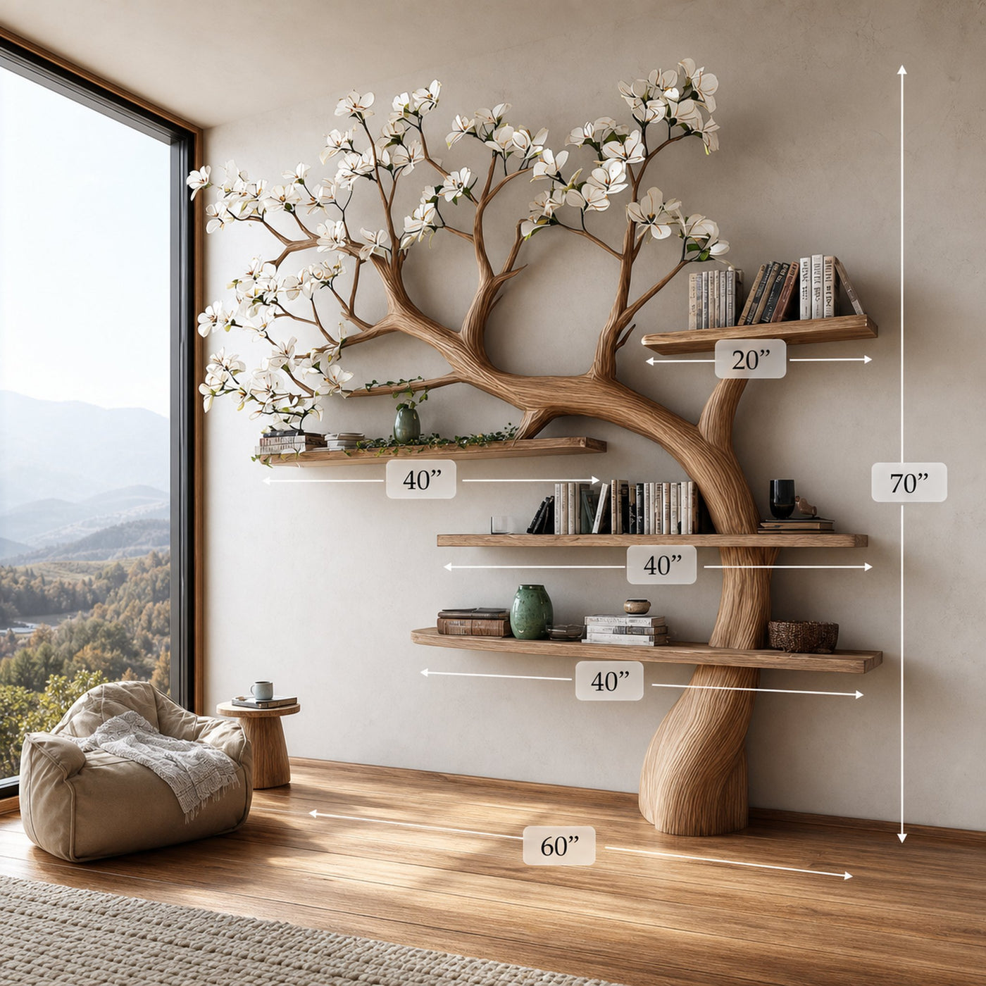 Mid Century Tree Bookshelf Holiday Study room - product view 5