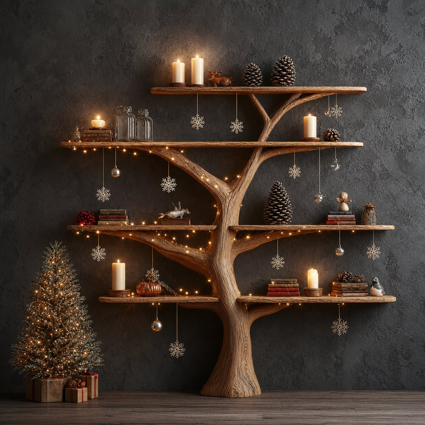 Mid Century Tree Bookshelf Living Bedroom