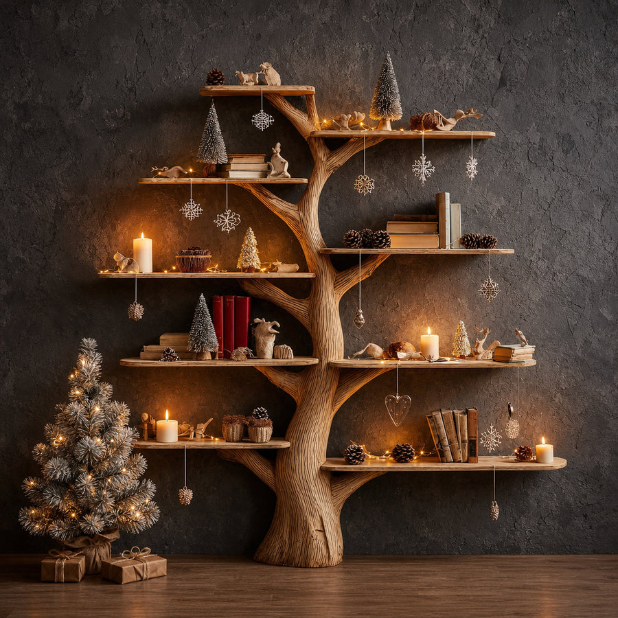 Mid Century Tree Bookshelf Seasonal Bedroom