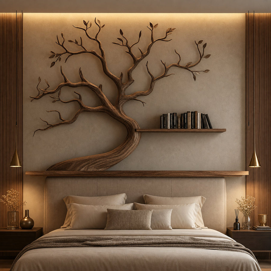Mid Century Tree Branch Bookshelf Bedroom Wall Decor