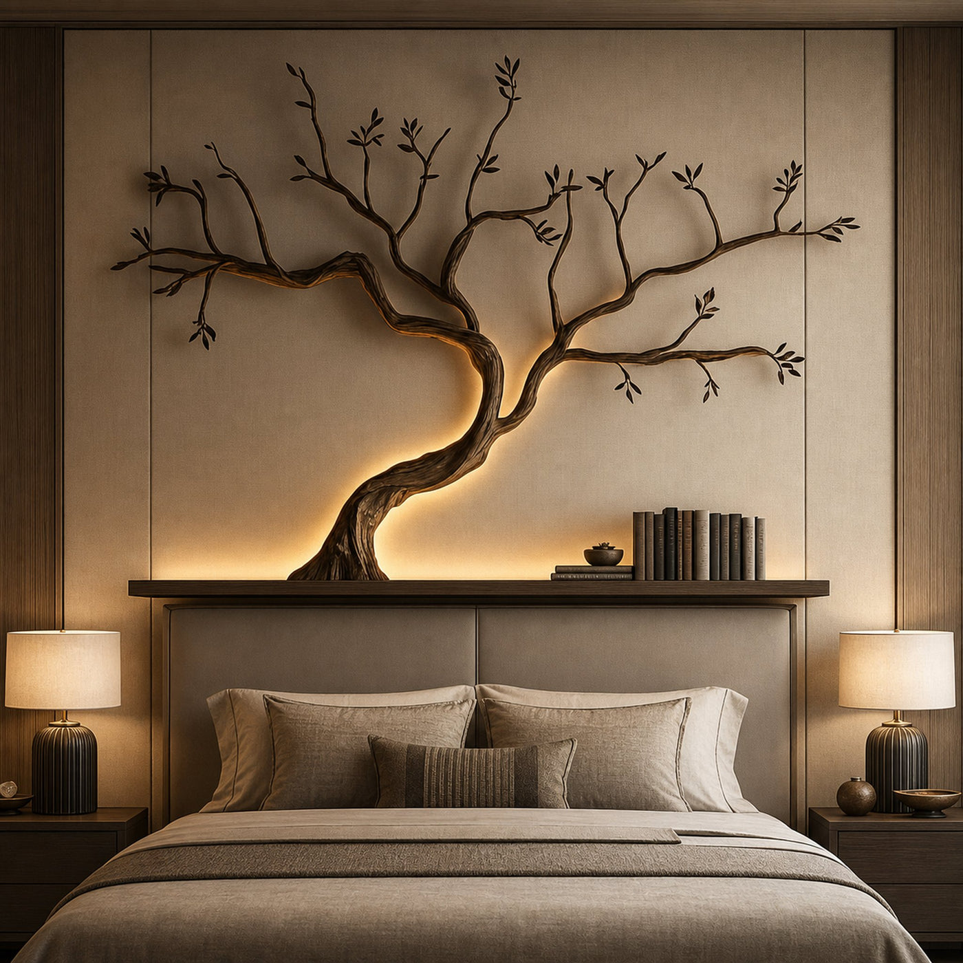 Mid Century Tree Branch Shelf Modern Bedroom