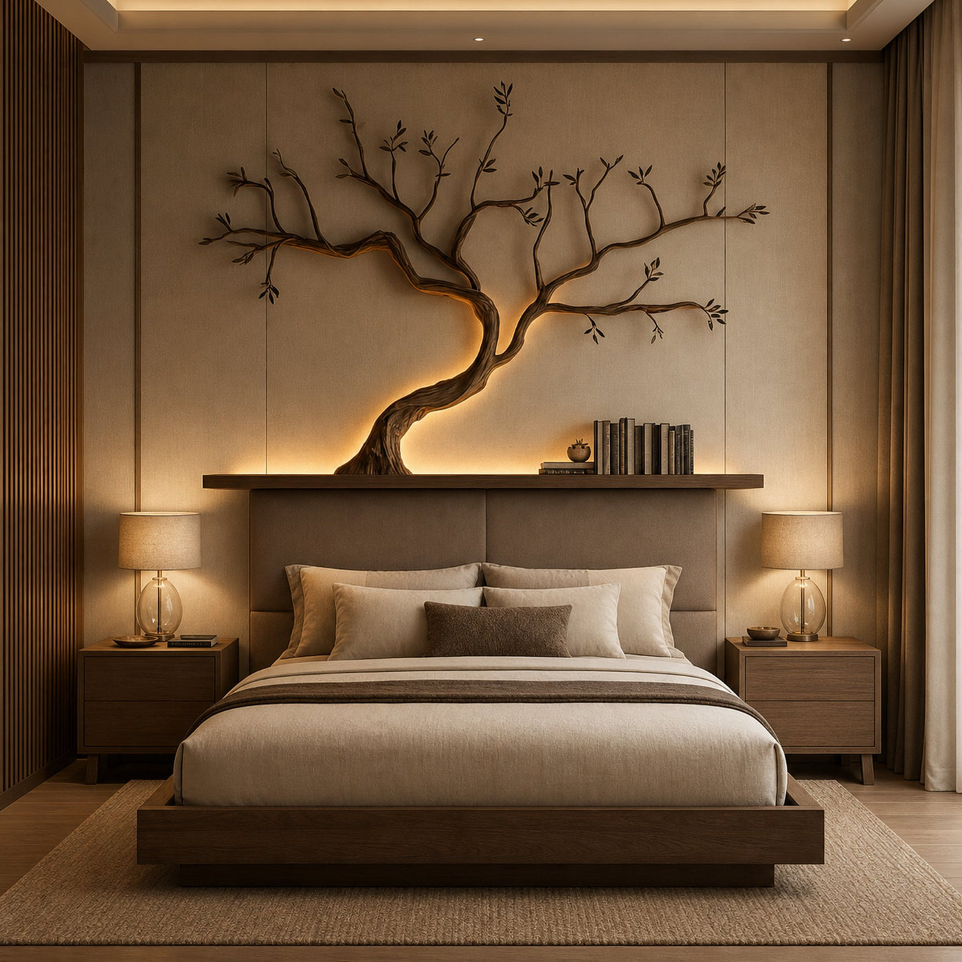 Mid Century Tree Branch Shelf Modern Bedroom - product view 2