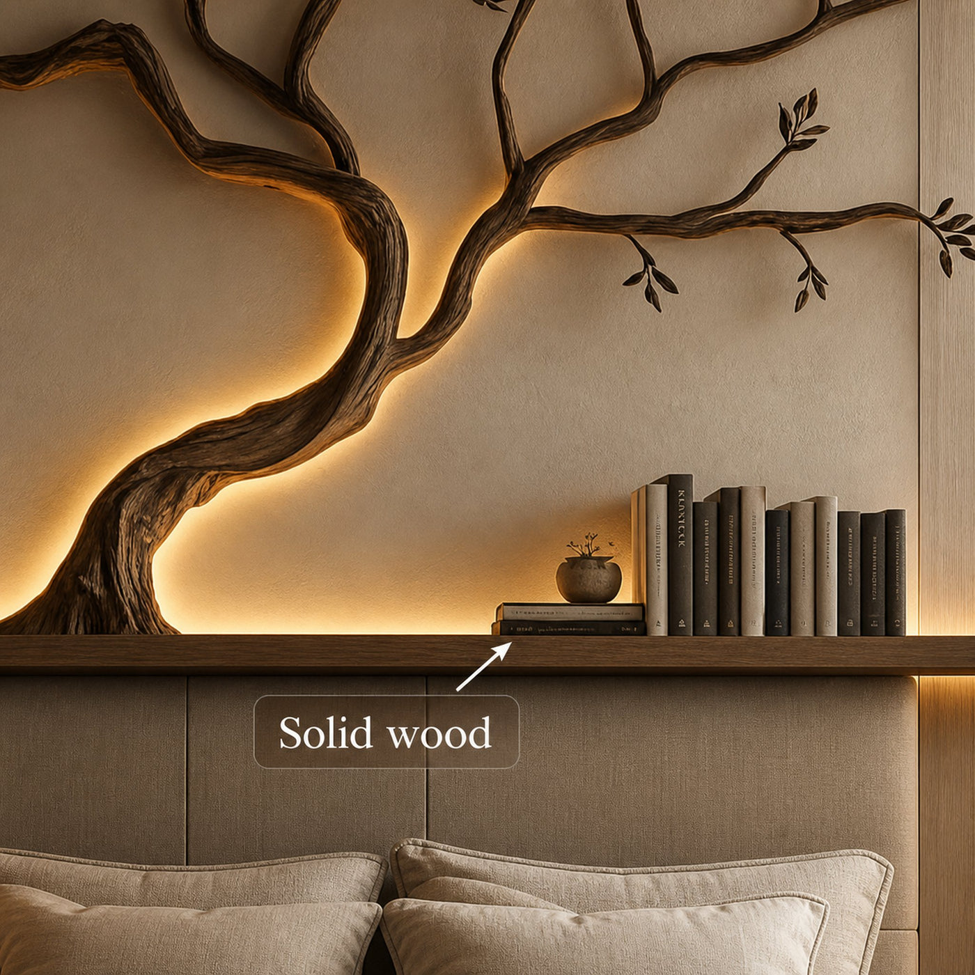 Mid Century Tree Branch Shelf Modern Bedroom - product view 3