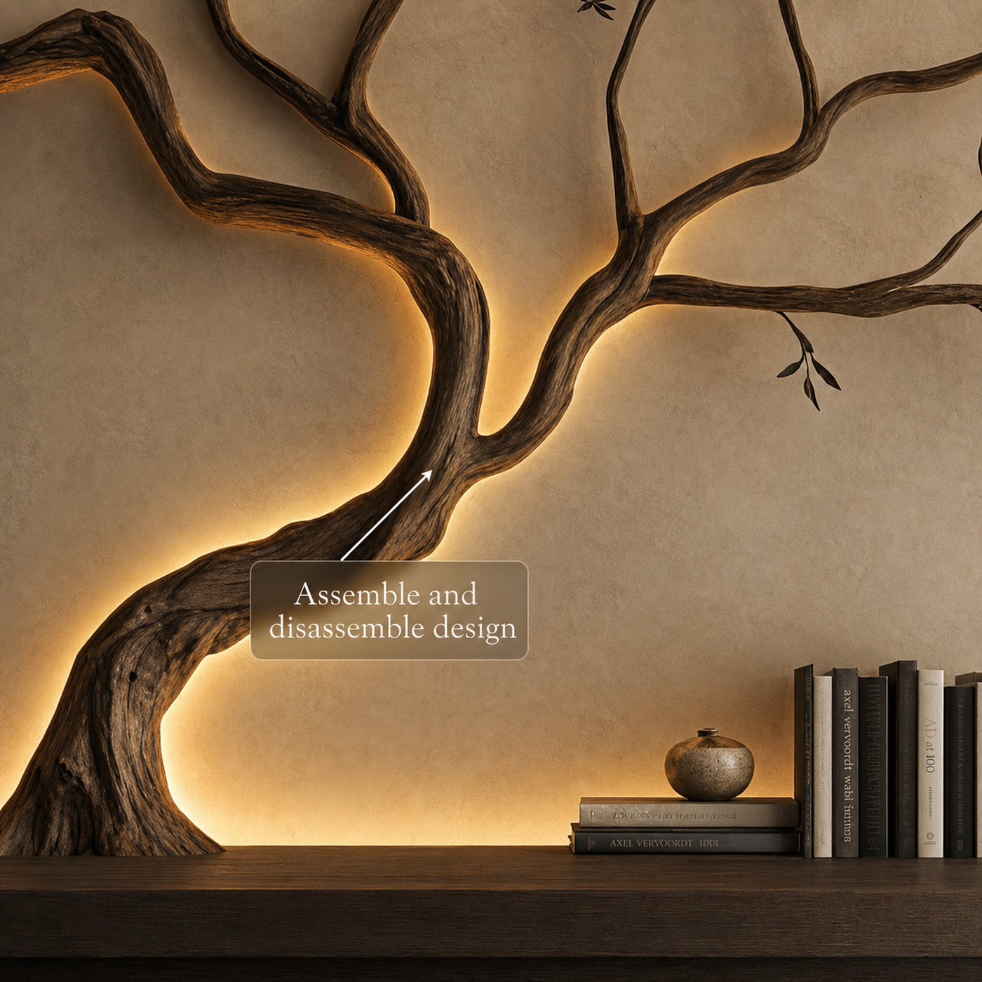 Mid Century Tree Branch Shelf Modern Bedroom - product view 4