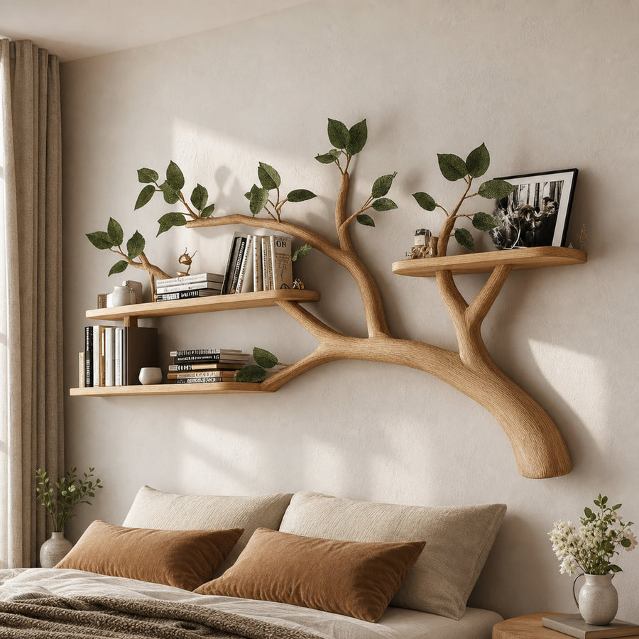 Mid Century Tree Branch Shelf Modern Living Space