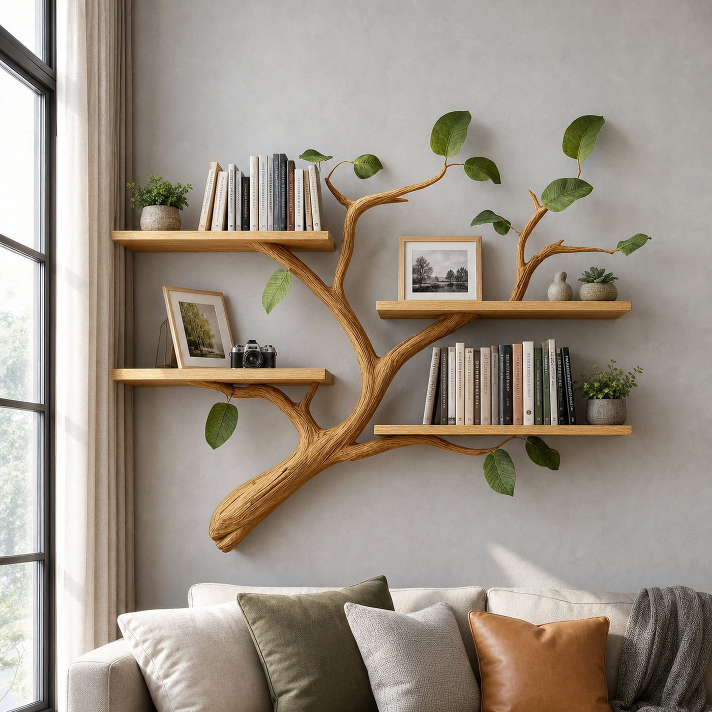 Mid Century Tree Branch Wall Display Shelf