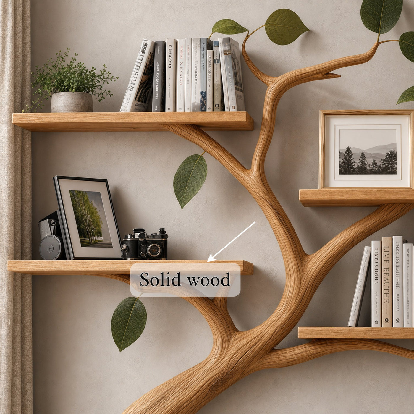 Mid Century Tree Branch Wall Display Shelf - product view 3