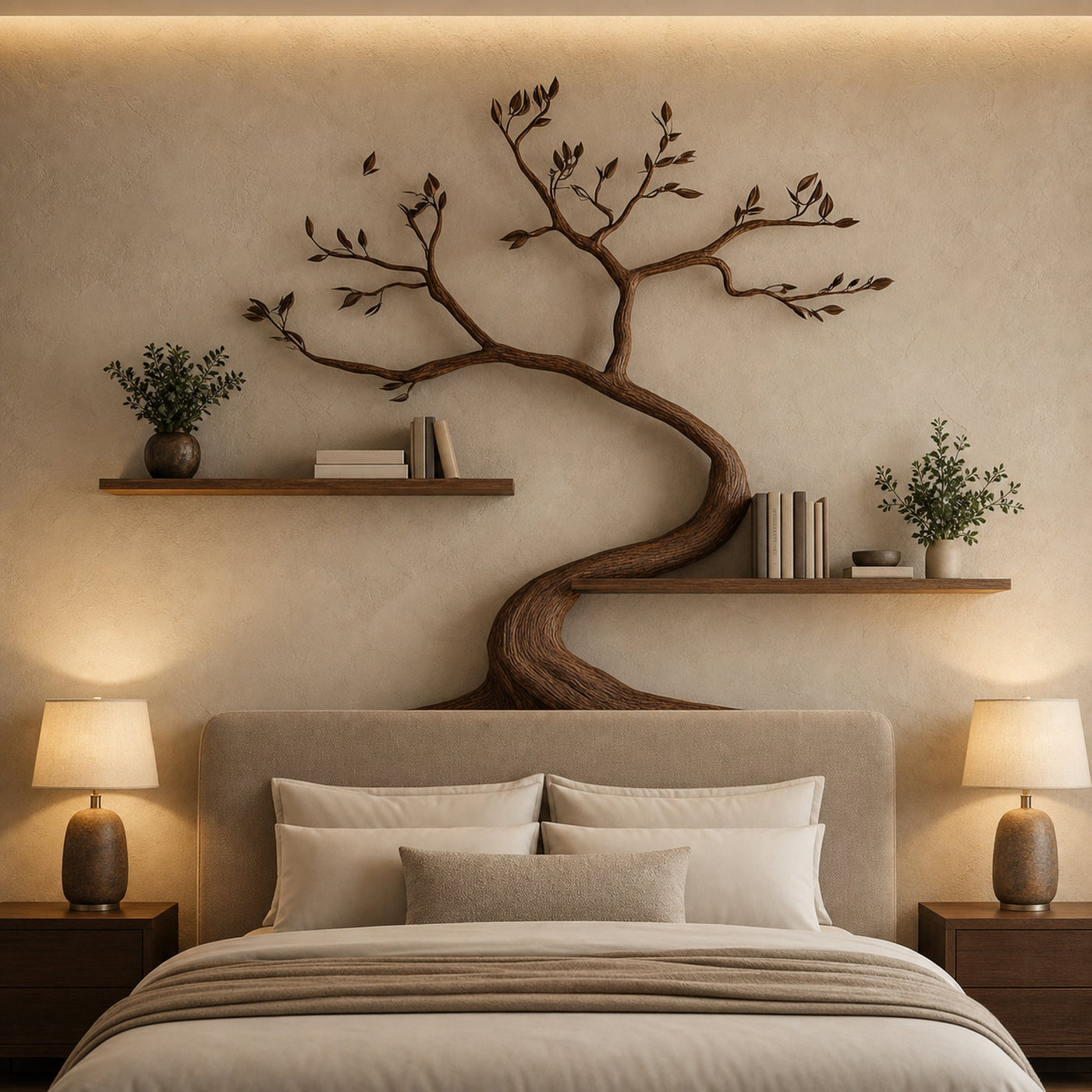 Mid Century Tree Wall Bookshelf Modern Bedroom Decor