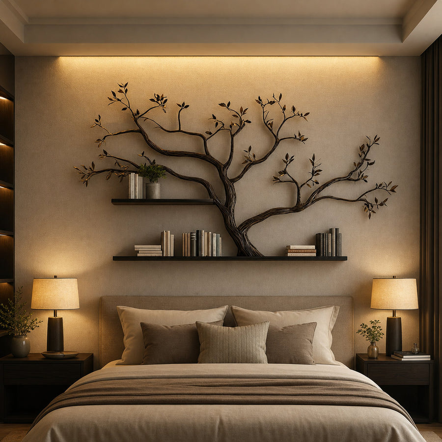 Mid Century Tree Wall Shelf Artistic Modern Home