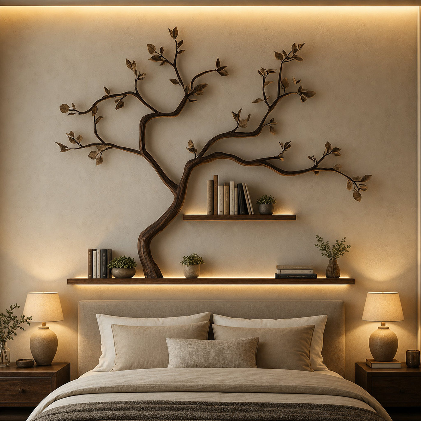 Mid Century Tree Wall Shelf Bedroom Living Room