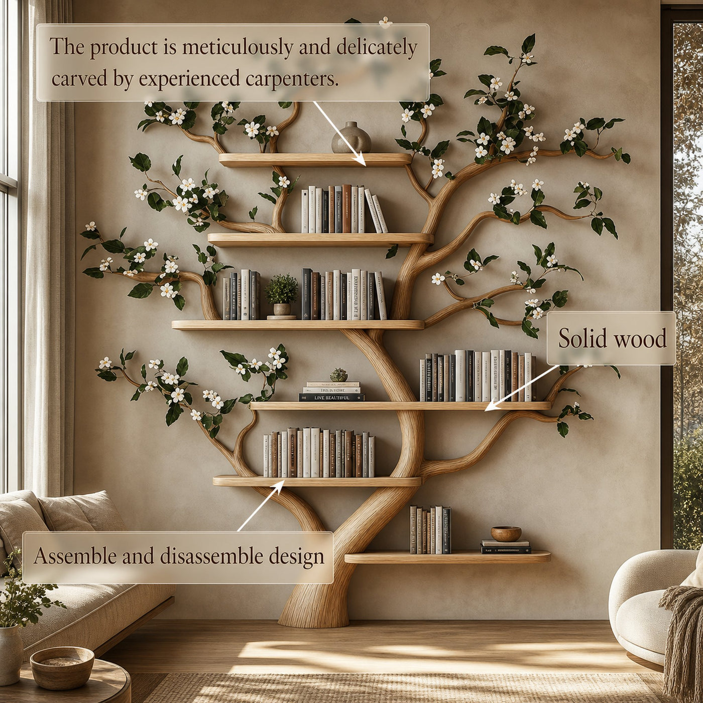 Mid Century Tree Wall Shelf Christmas Living Room - product view 3