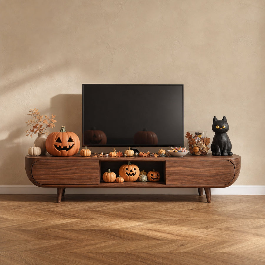Mid Century Tv Stand Cabinet Living Room Halloween Decor