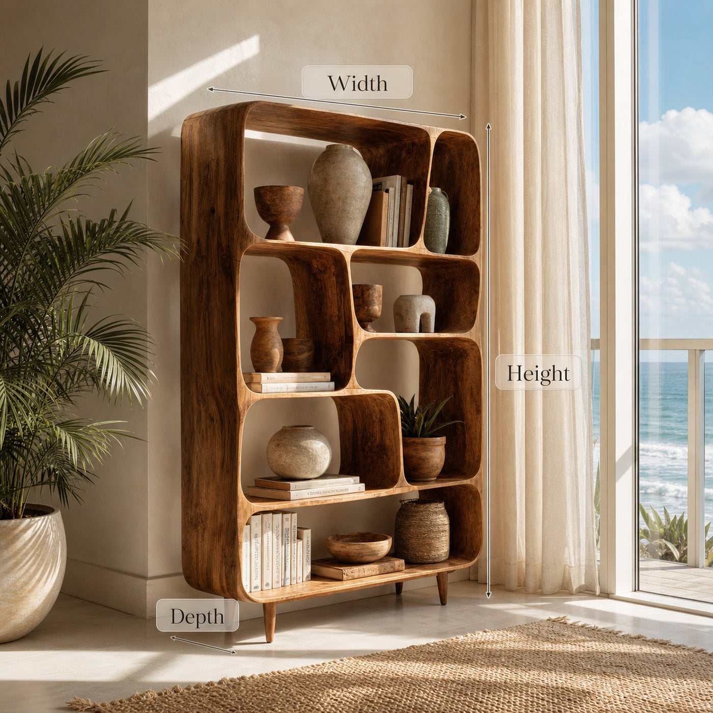 Mid Century Wood Bookshelf For Home Interiors - product view 7