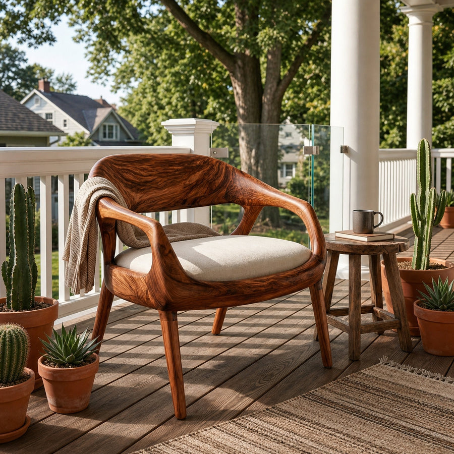 Mid Century Wooden Chair For Living Room Area