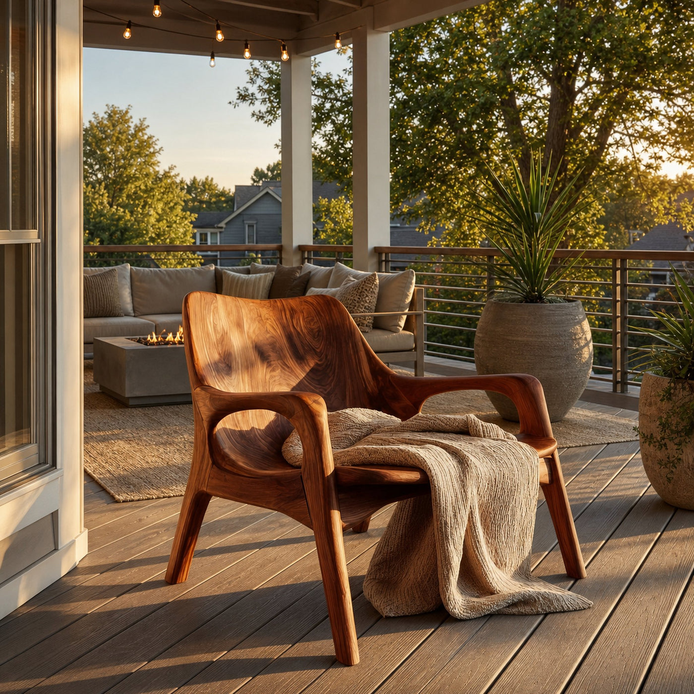 Mid Century Wooden Chair For Porch Or Entryway - product view 6