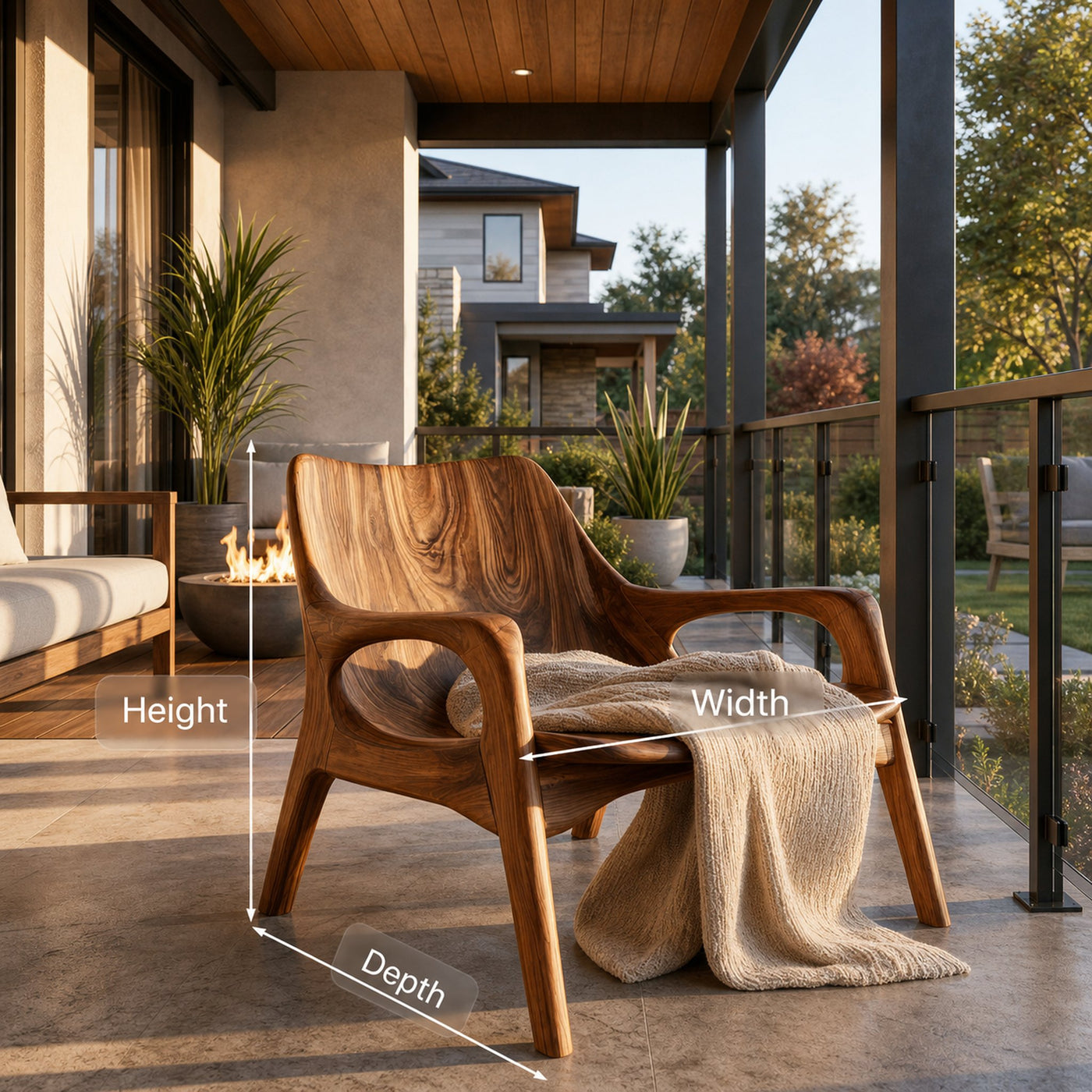 Mid Century Wooden Chair For Porch Or Entryway - product view 8