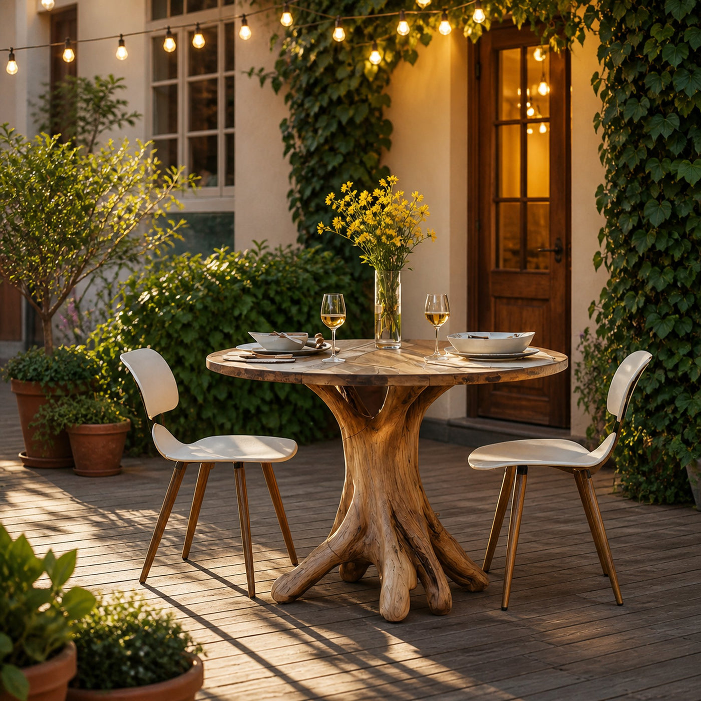 Mid Century Wooden Dining Table For A Warm Outdoor Space - product view 2