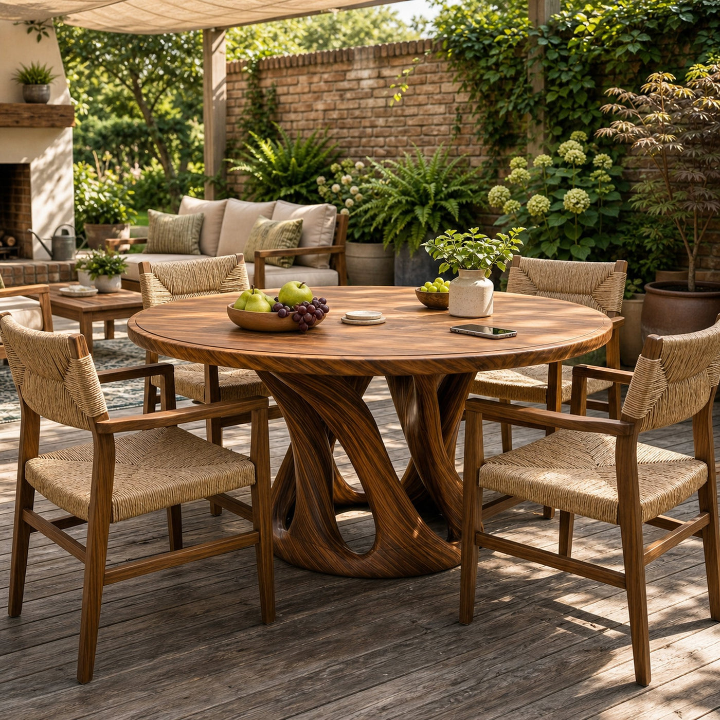 Mid Century Wooden Dining Table With Sculptural Base For Kitchen - product view 6