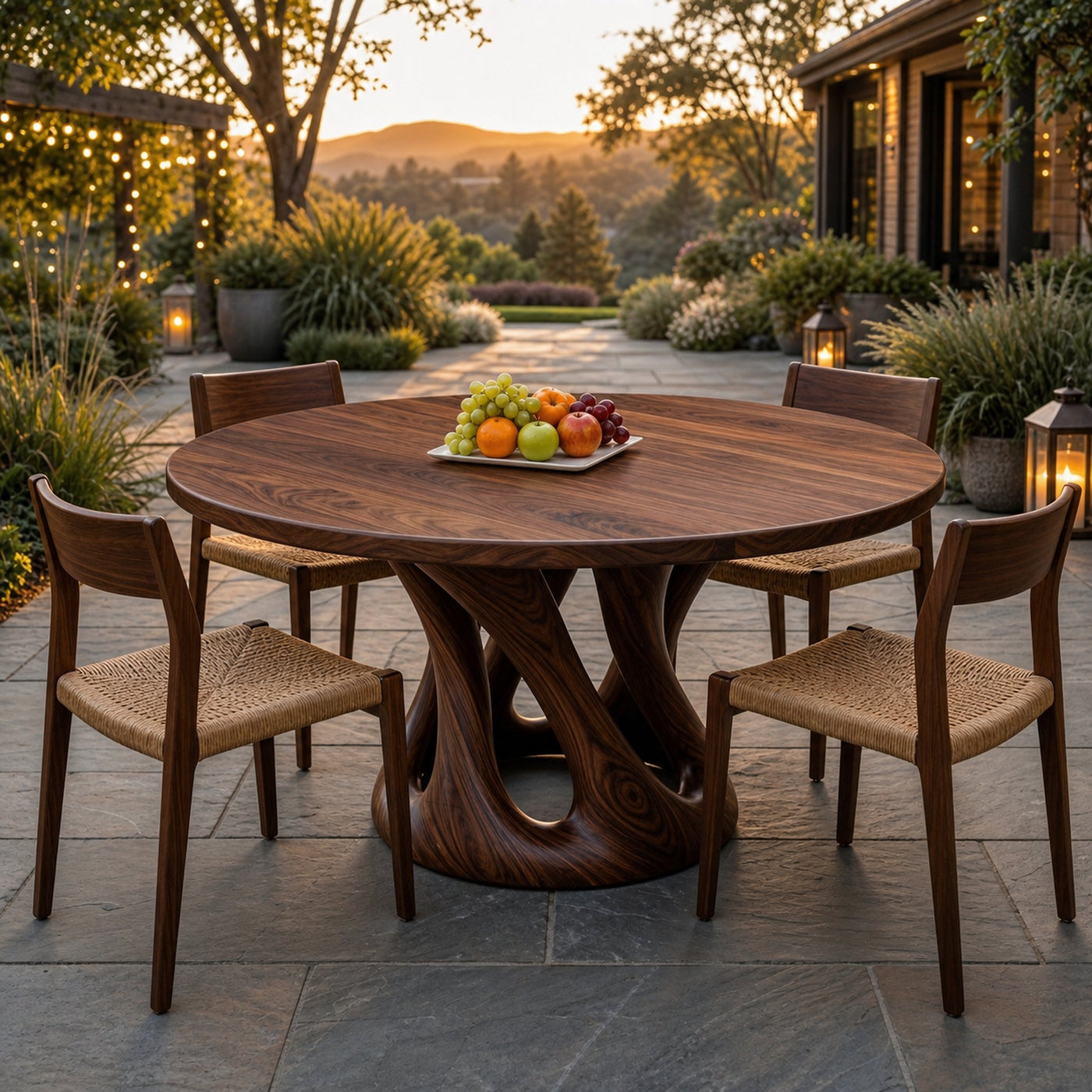 Mid Century Wooden Dining Table With Sculptural Base For Kitchen - product view 7