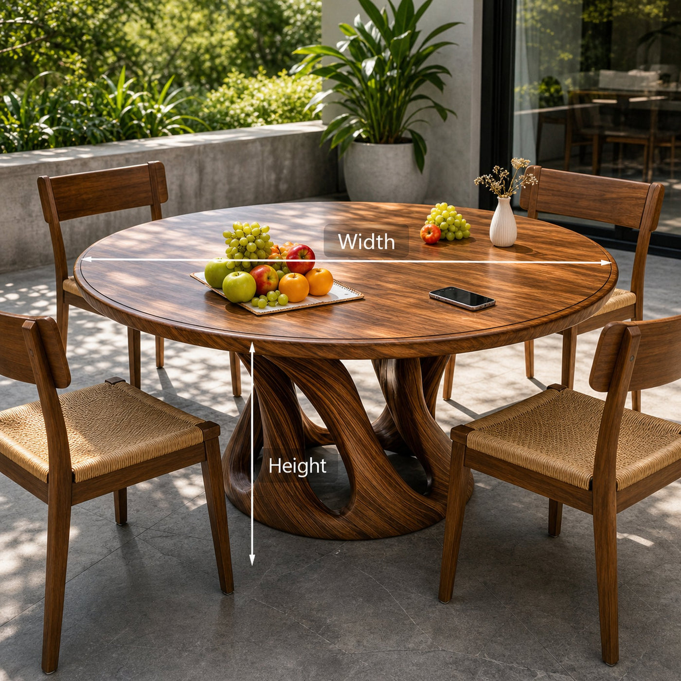 Mid Century Wooden Dining Table With Sculptural Base For Kitchen - product view 8