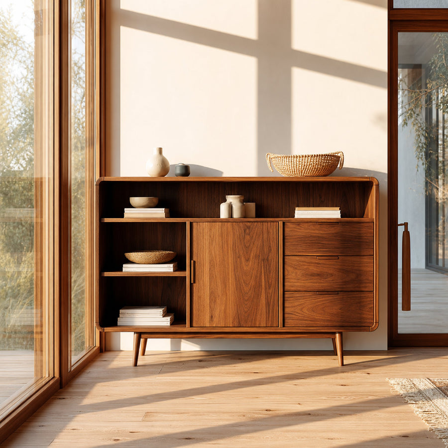 Mid Century Wooden Display Cabinet Entryway Or Bedroom