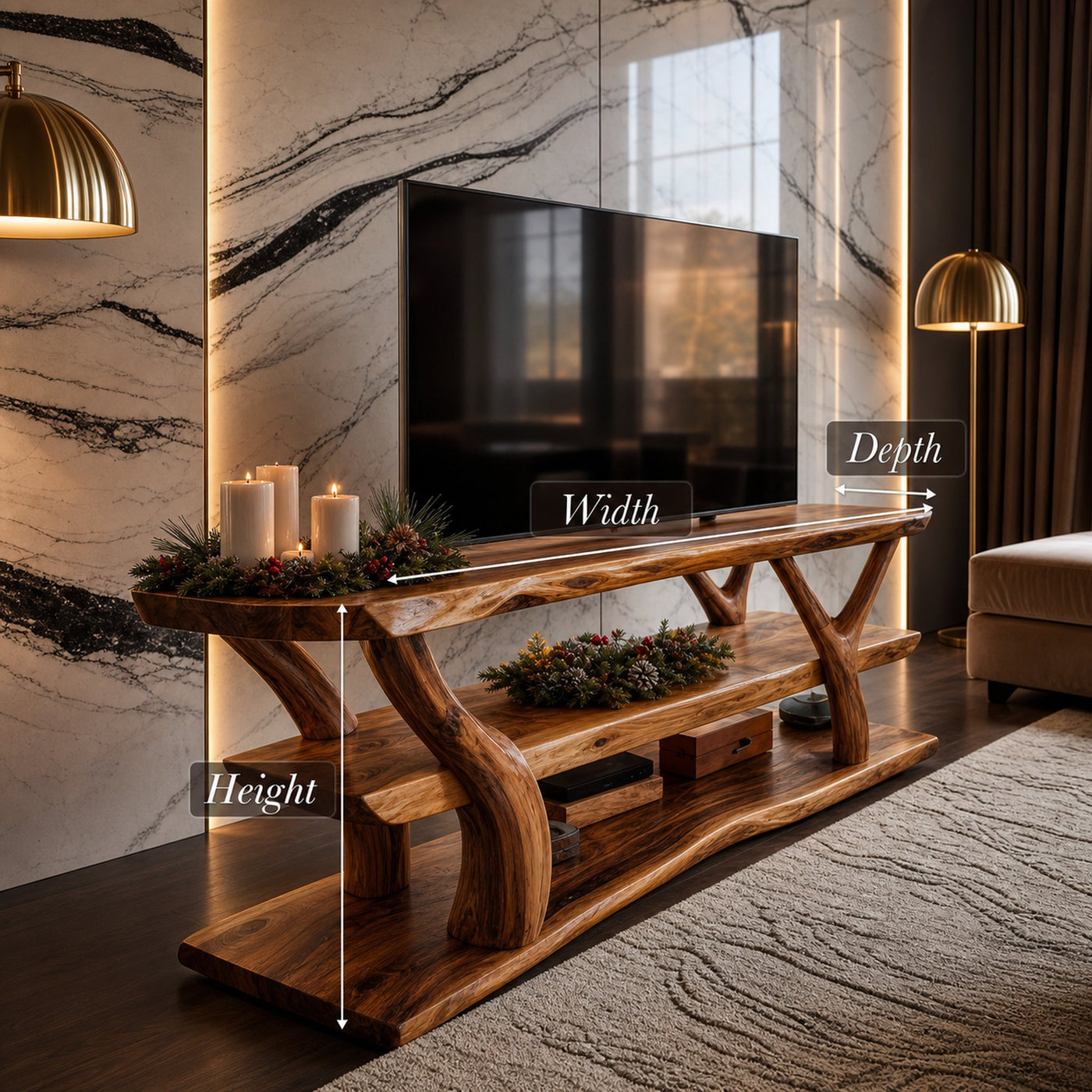 Mid Century Wooden Live Edge TV Console For Christmas Furniture - product view 7