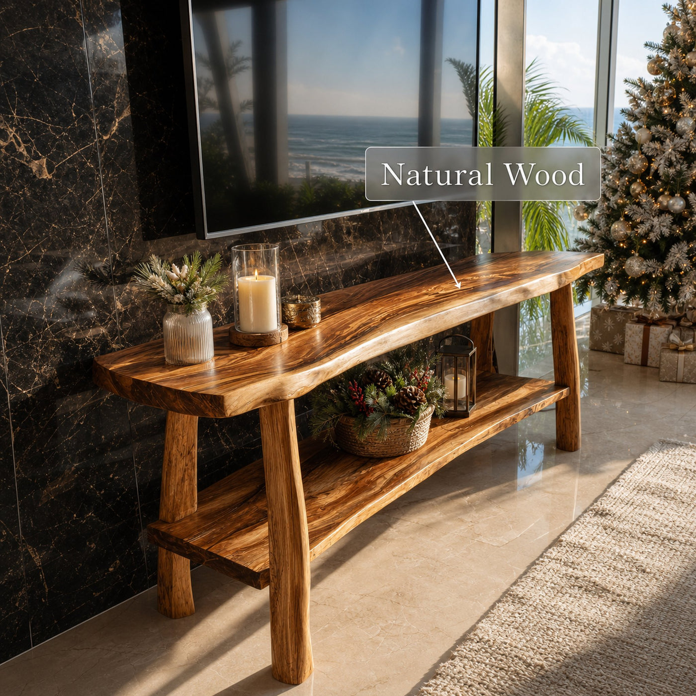 Mid Century Wooden Live Edge TV Console For Winter Furniture - product view 6