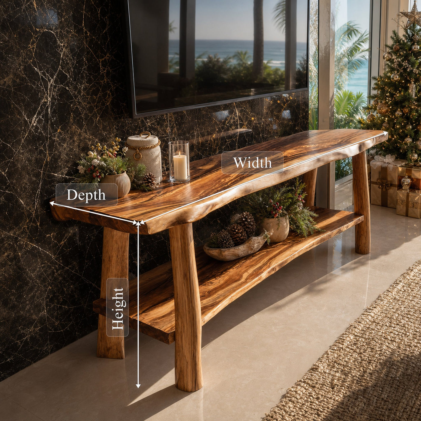 Mid Century Wooden Live Edge TV Console For Winter Furniture - product view 7