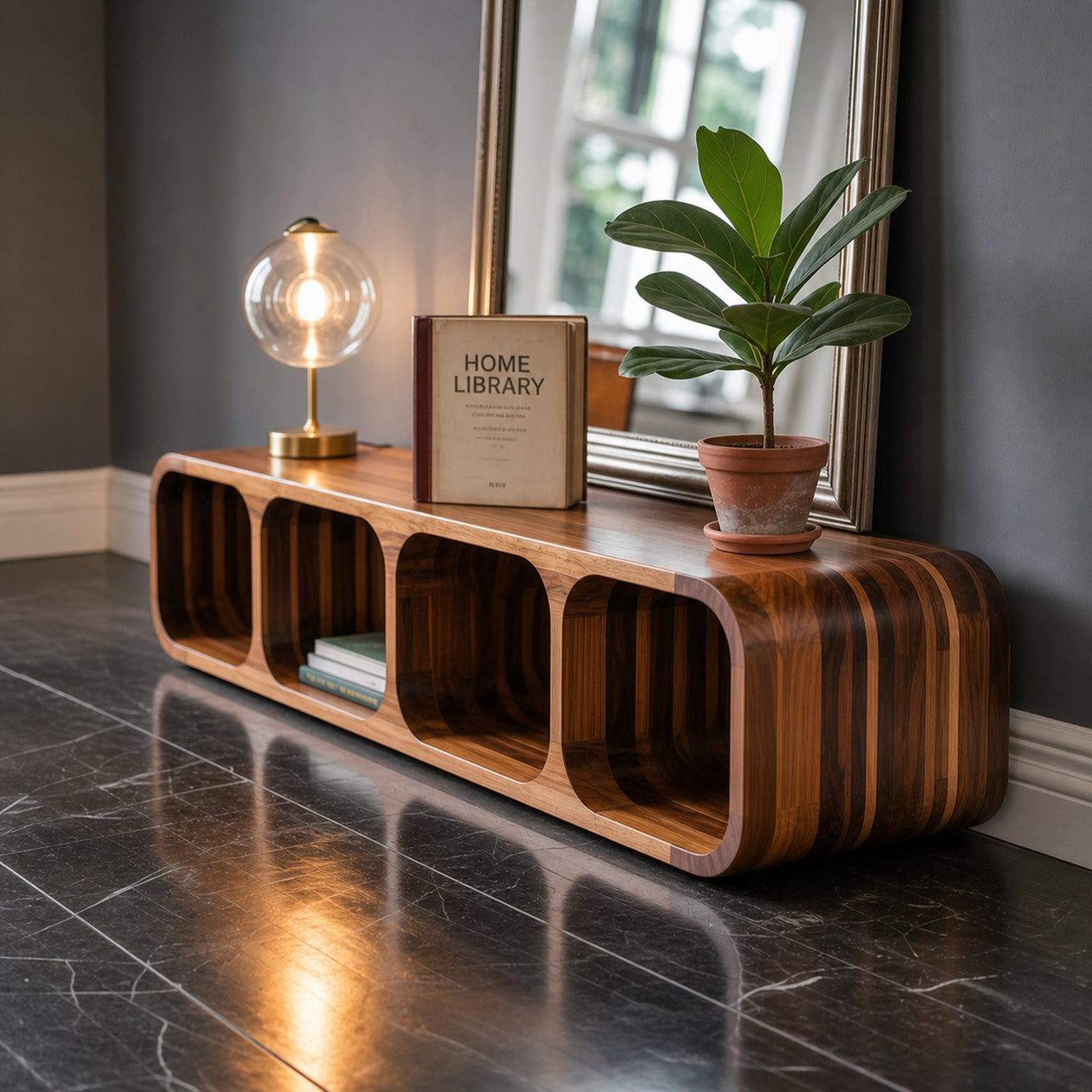 Mid Century Wooden Low Storage Cabinet Living Room Or Entryway