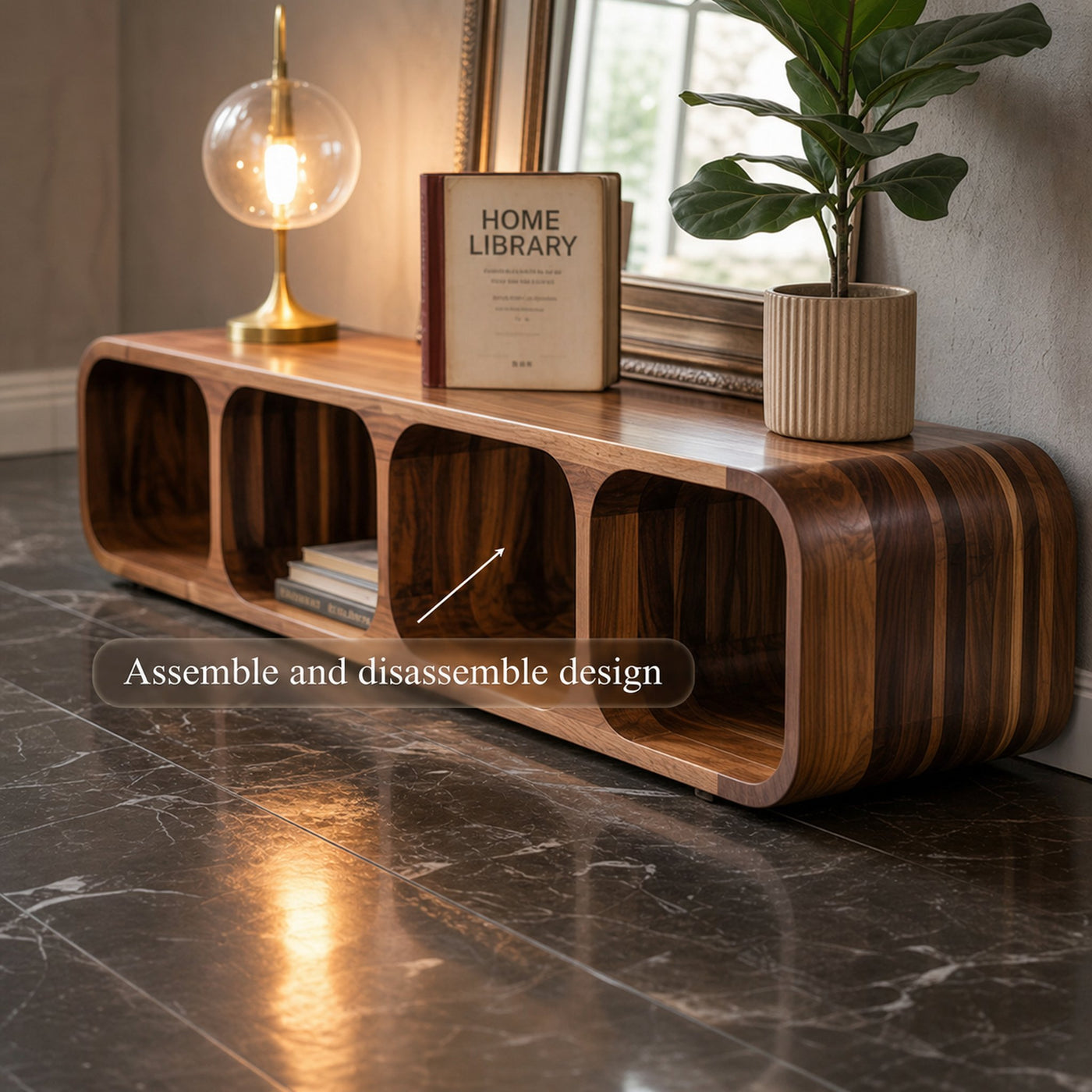 Mid Century Wooden Low Storage Cabinet Living Room Or Entryway - product view 4