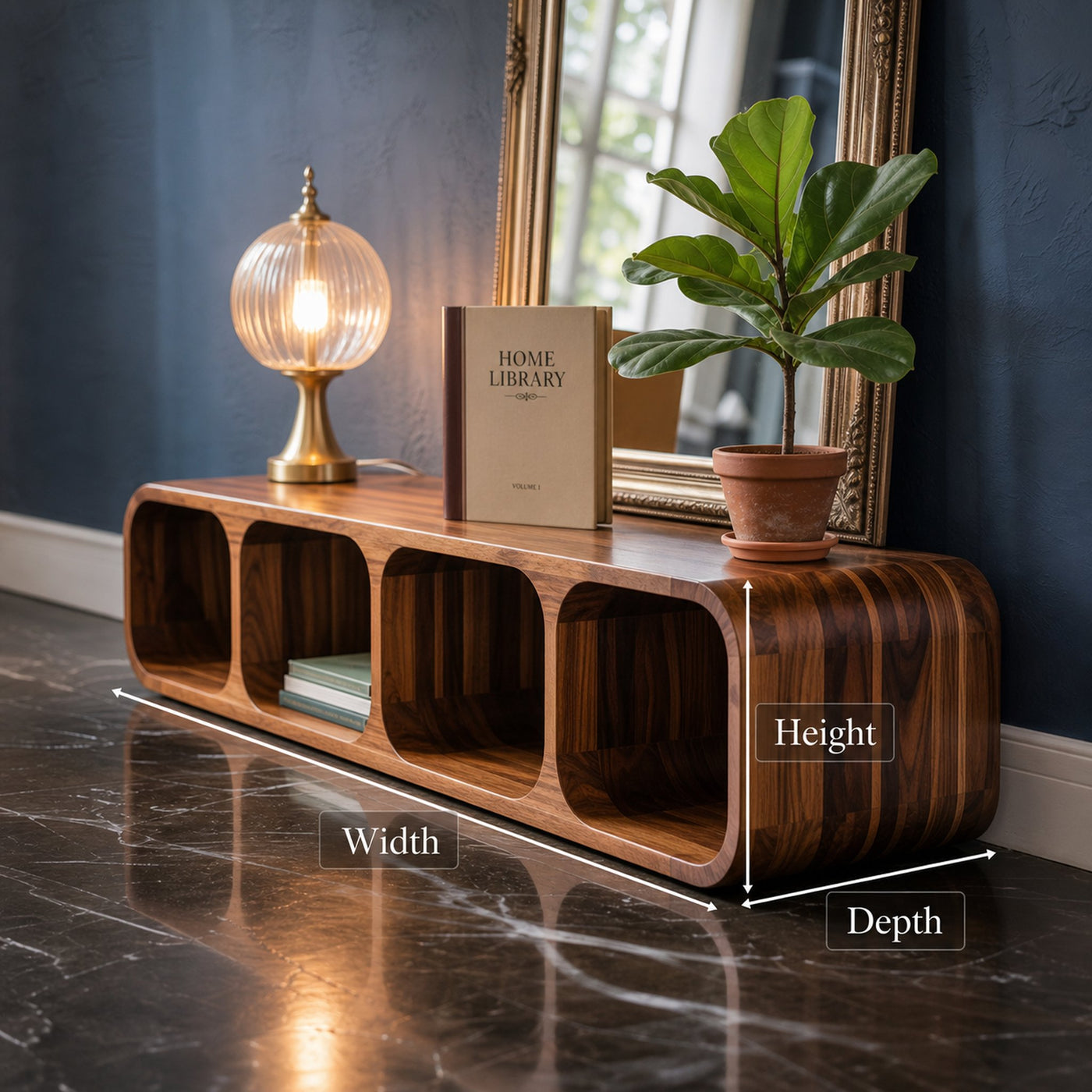 Mid Century Wooden Low Storage Cabinet Living Room Or Entryway - product view 5