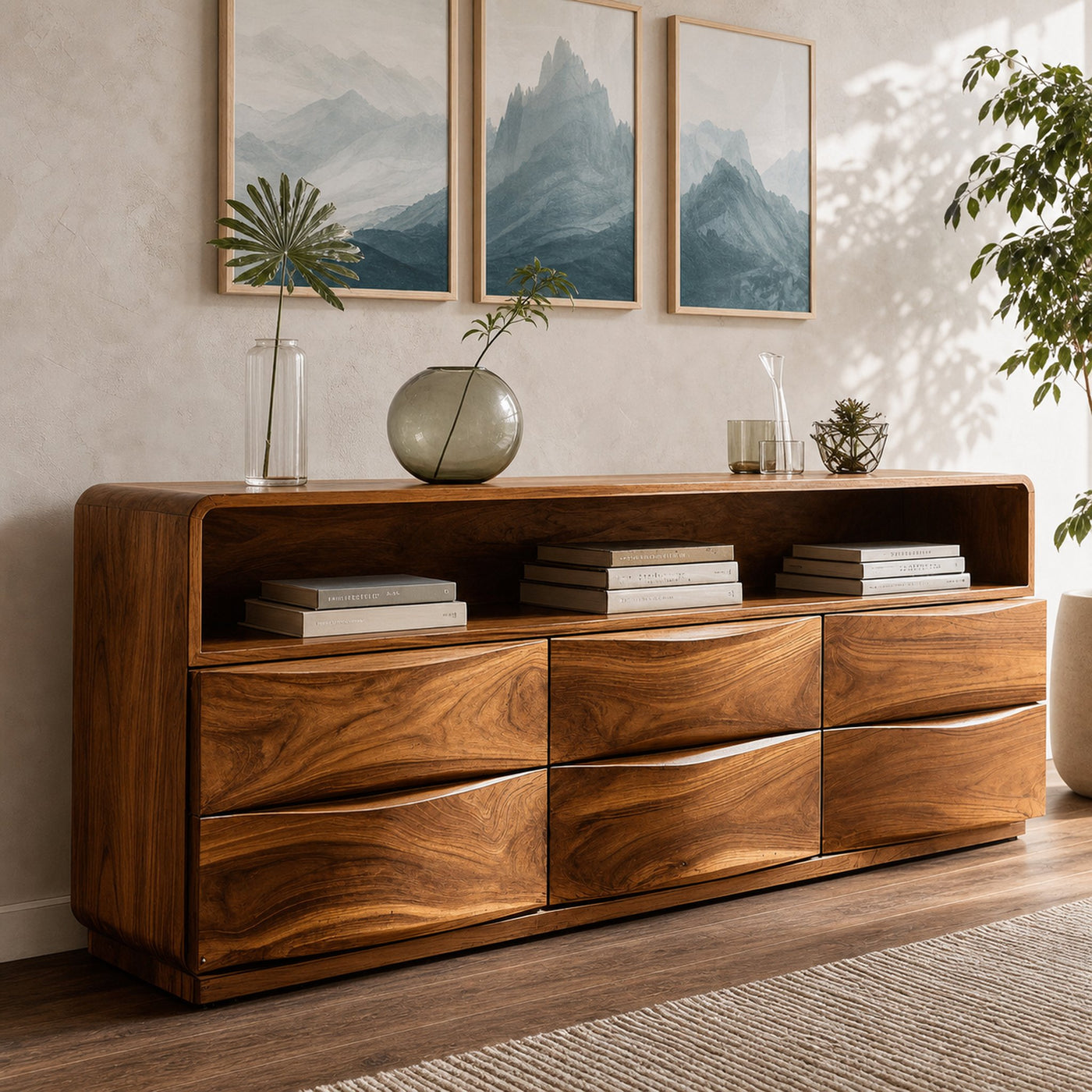 Mid Century Wooden Sideboard With Drawers For Living Room - product view 6
