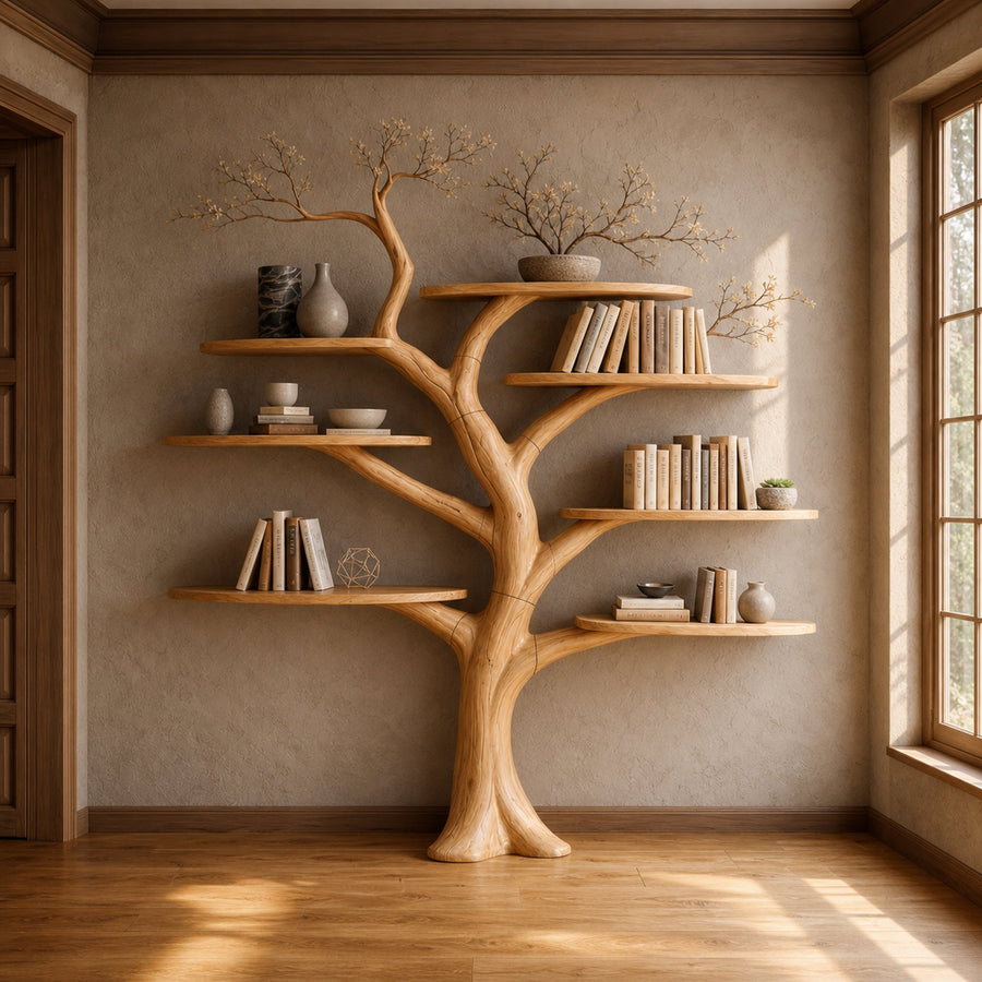 Midcentury Sculptural Tree Bookshelf Living Room