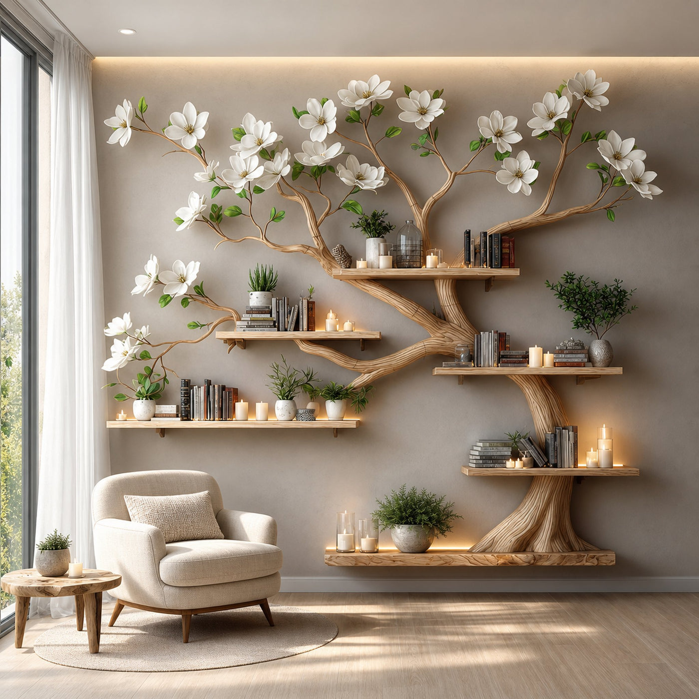 Midcentury Tree Bench Living Dining Room
