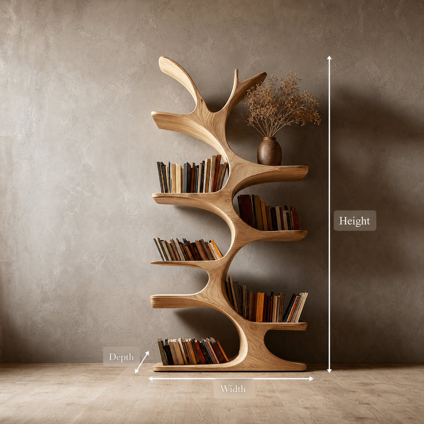 Midcentury Tree Bookcase Home Office - product view 6
