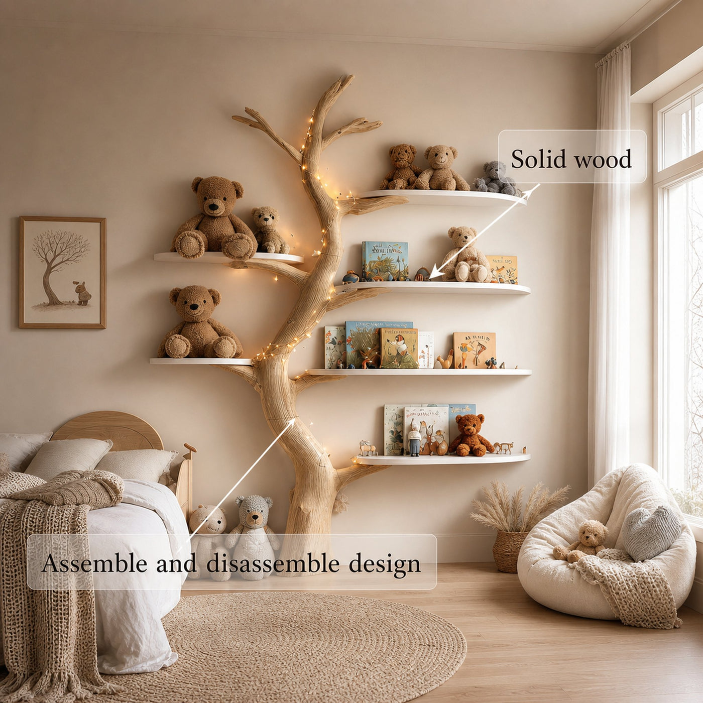 Midcentury Tree Bookcase Nursery Bedroom - product view 6