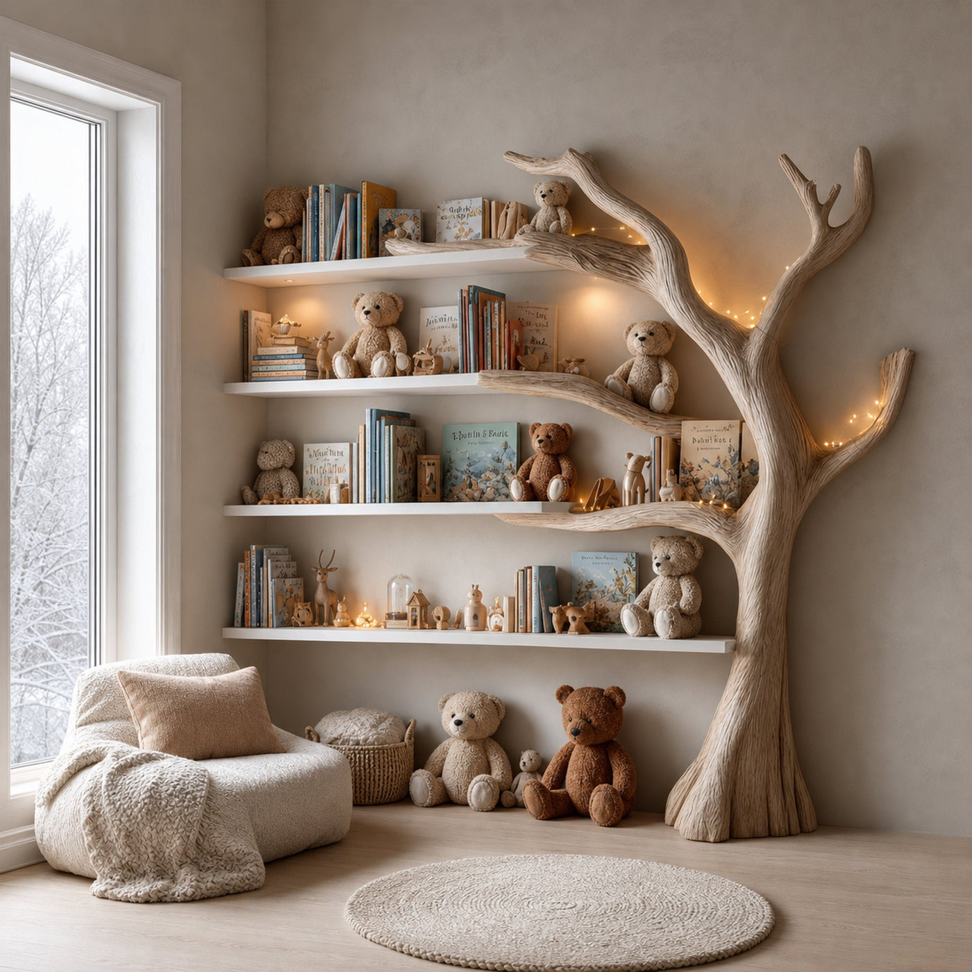 Midcentury Tree Bookcase Study Room Nursery