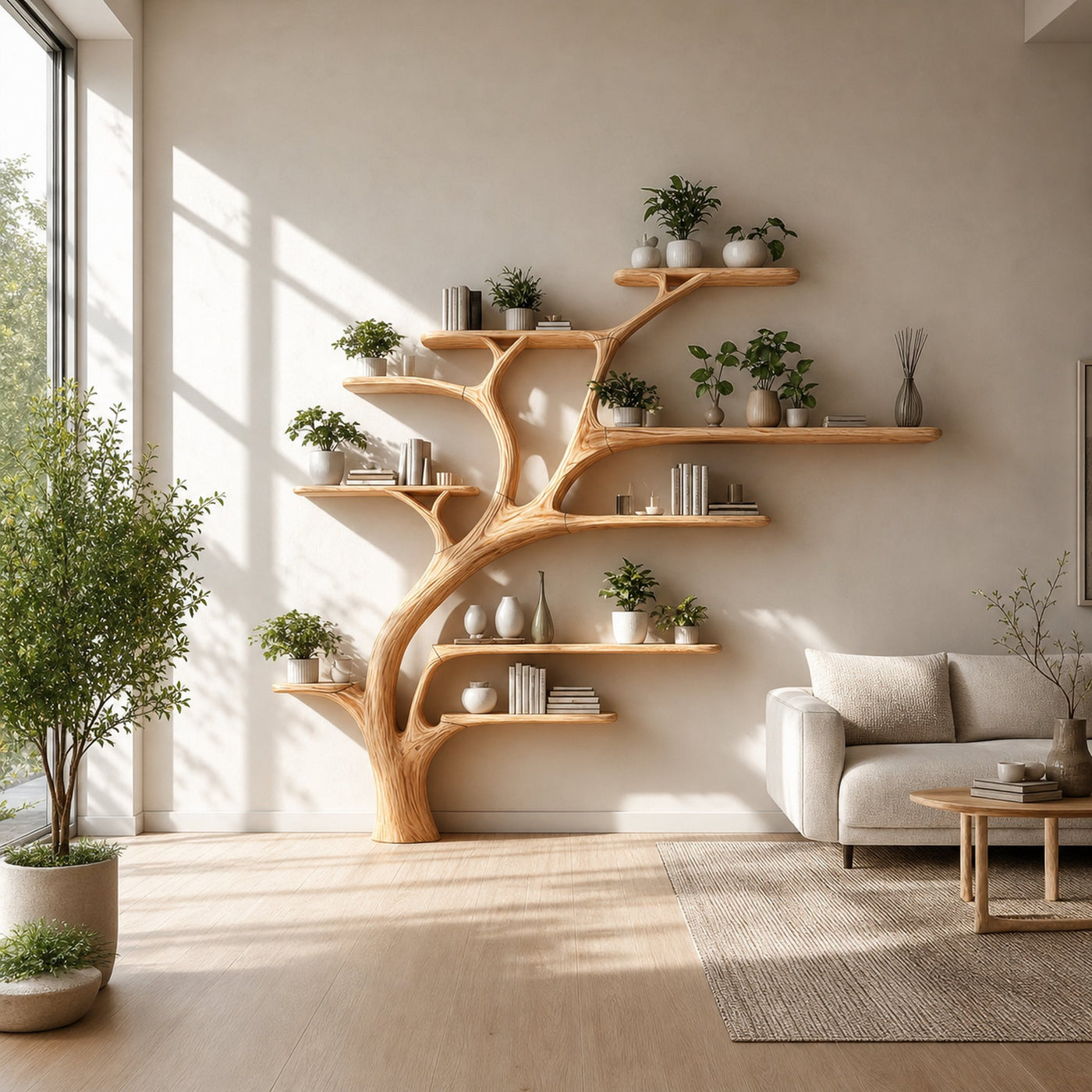 Midcentury Tree Bookshelf Bedroom Entry - product view 2