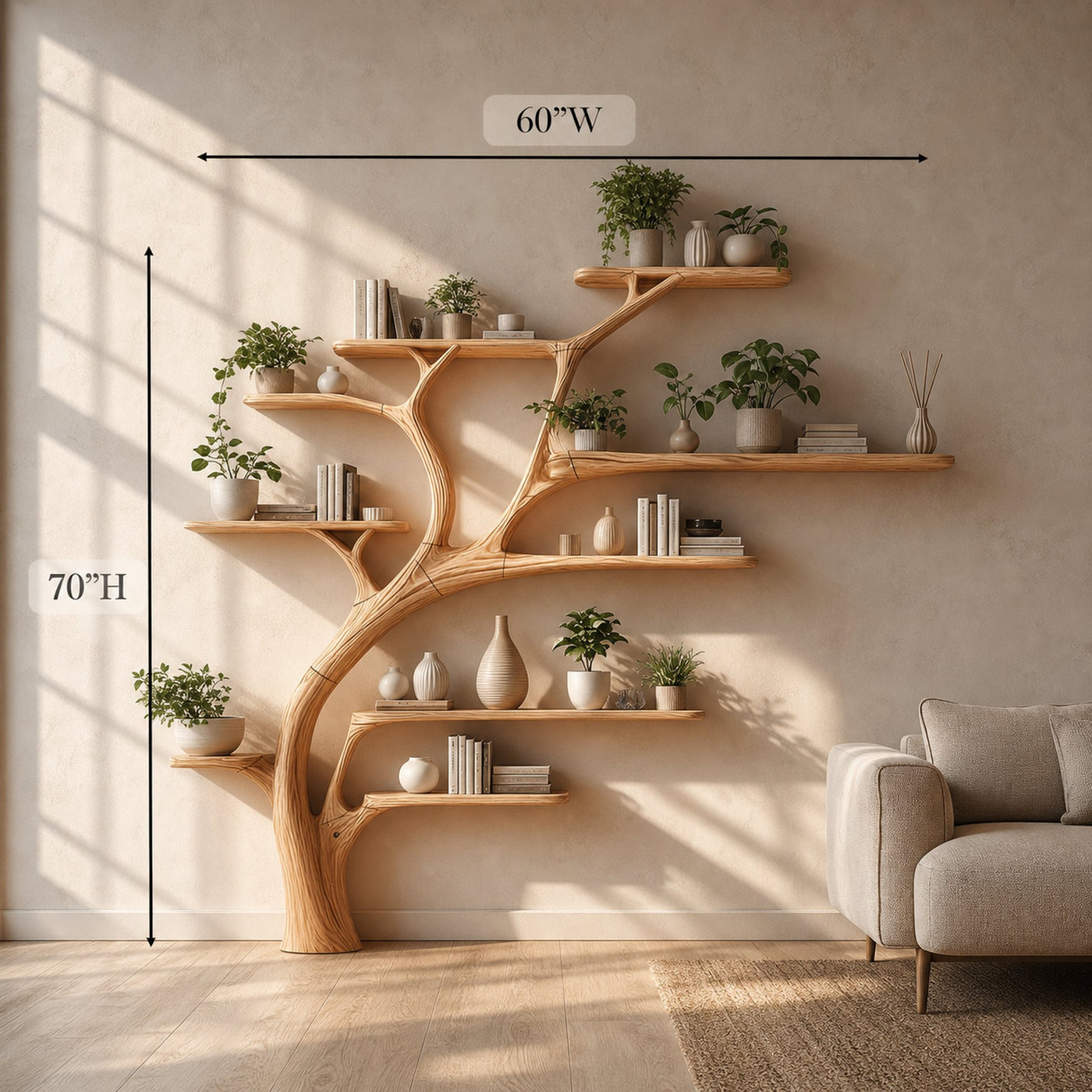 Midcentury Tree Bookshelf Bedroom Entry - product view 4